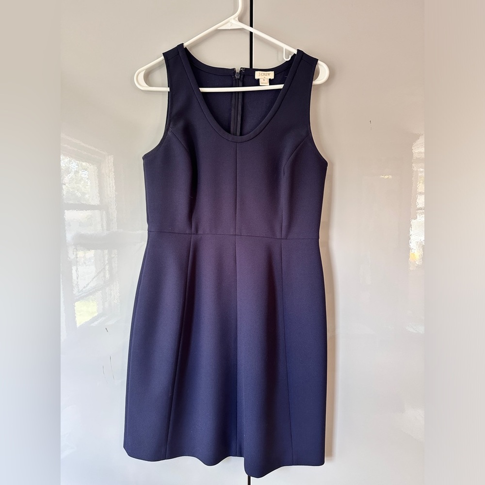 J.Crew navy suit dress, size 6. Fitted. Only worn 1-2 times.